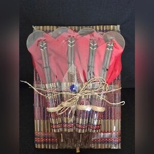 Elegant Red and Brown Cutlery Set
